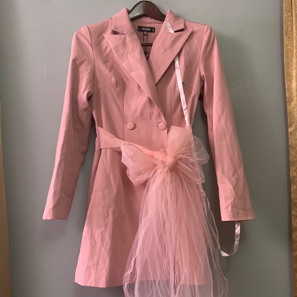 Missguided Pink Blazer Dress with Tulle Bow